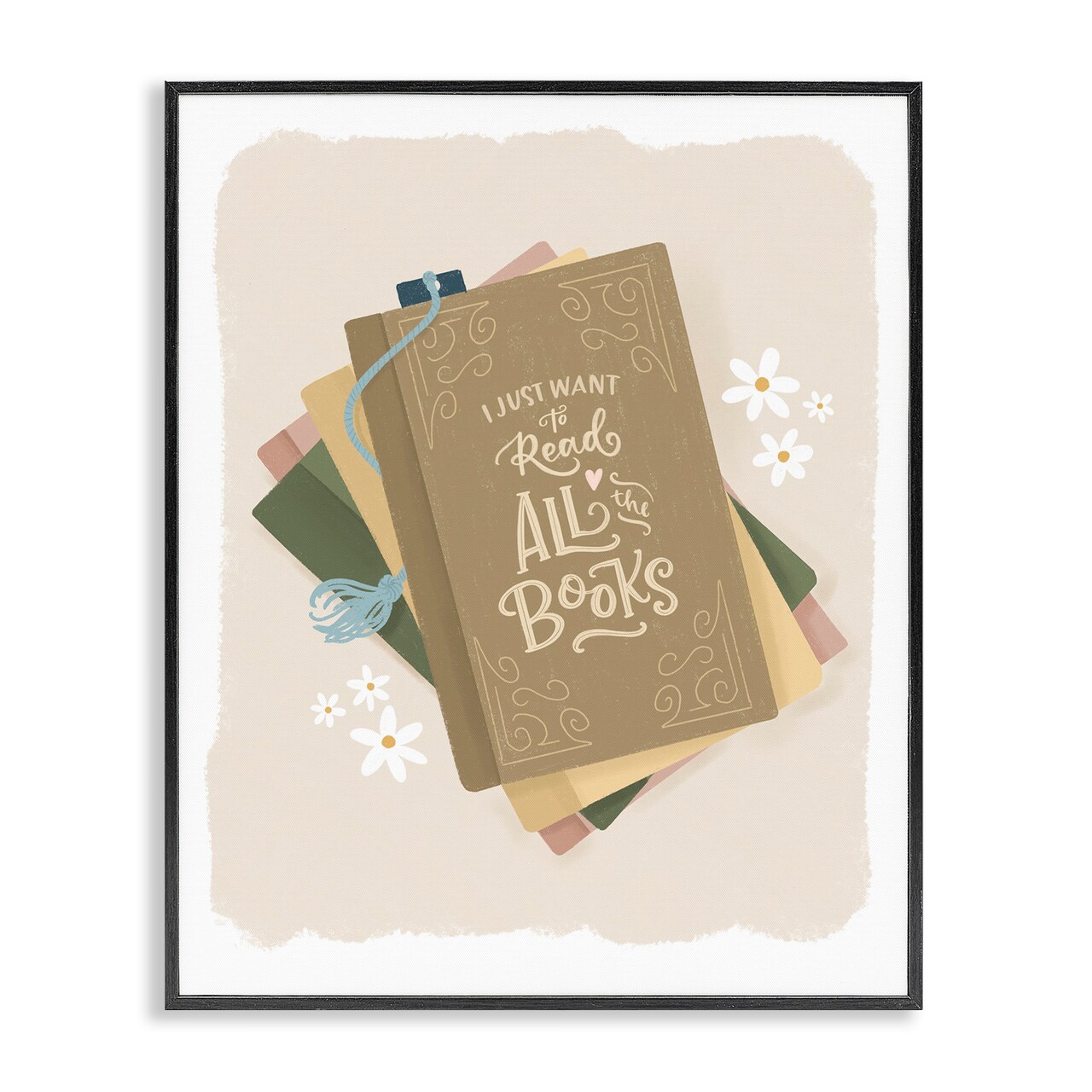 Stupell Industries Want To Read All The Books Black Framed Giclee Art, design by Sandra Picco
